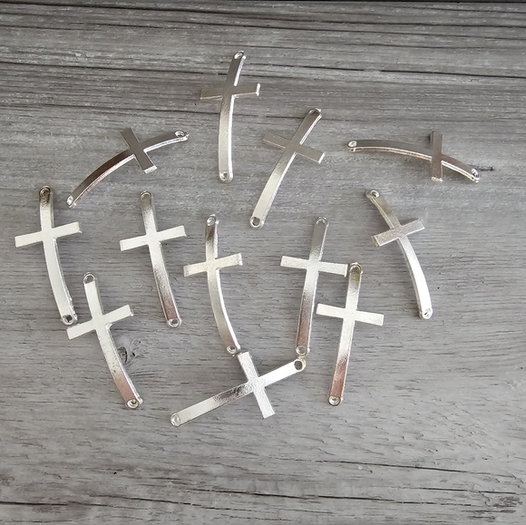 023 Silver Toned Cross Charms for Jewelry Making- 18 pieces - Picture 2 of 3